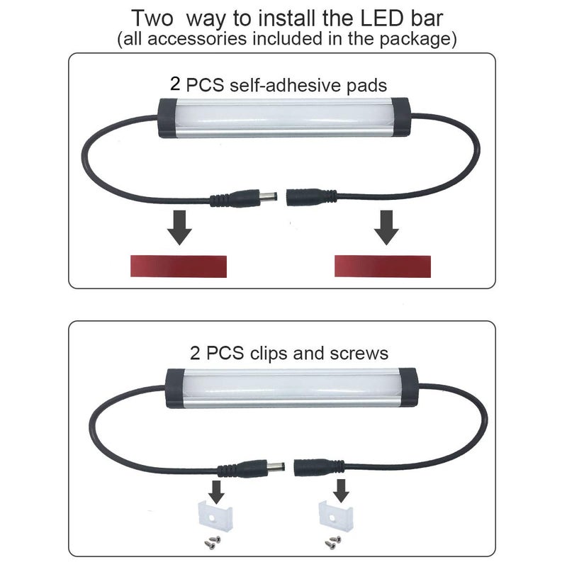 Litever 6 Inches Under Cabinet Light Bar for Small Cabinets, 12VDC, 2.5W, 3000K Warm White,with Mounting Clips, Screws, Self-Adhesive Pads. Compatible LL-008 Series -(2-Pack-3000K) - Image 4